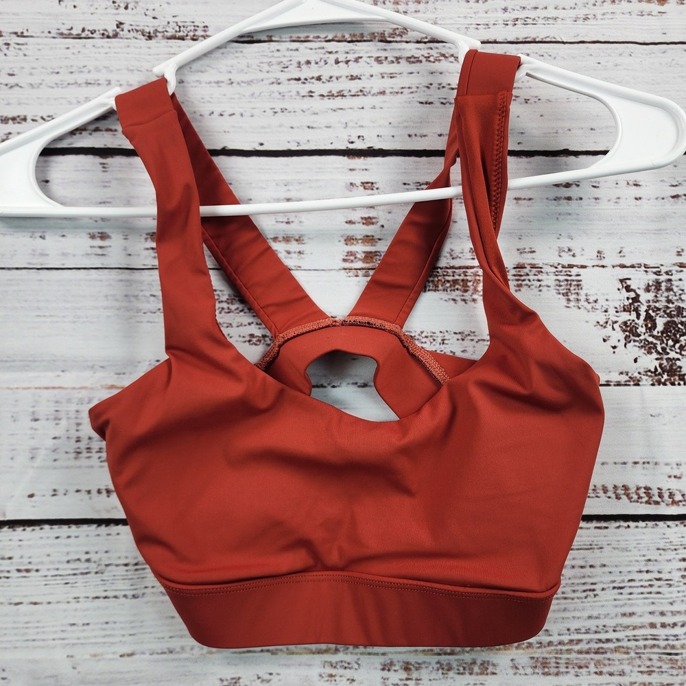 Vuori Stride Sports Bra Women XS Terracotta Orange Strappy Back VW1036